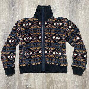 Faherty Thunder Voice Eagle High Pile Fleece Jacket Women’s Small Native Design